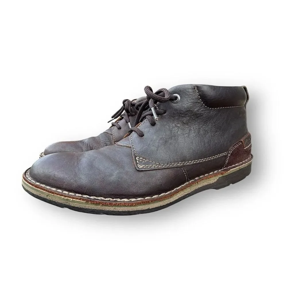 Clarks Men's Brown Leather Chukka Boots Size 10 Lace Up Comfort Business Casual - Picture 2 of 13